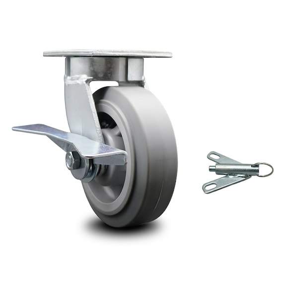 6 Inch Kingpinless Thermoplastic Rubber Wheel Caster with Brake and Swivel Lock